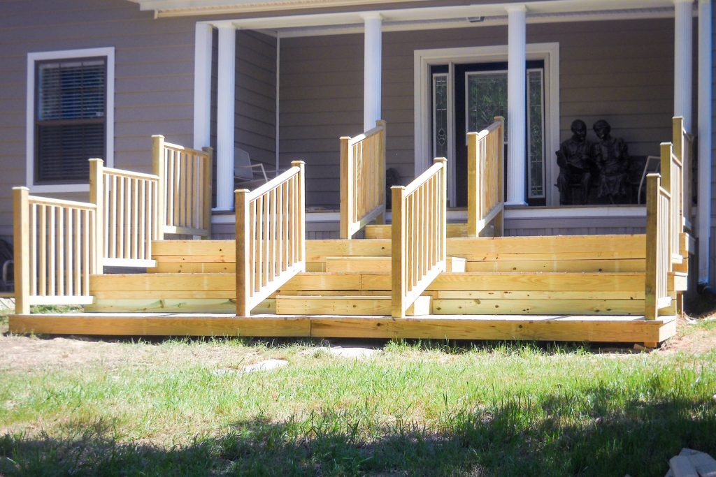 wooden front steps with landing keithville